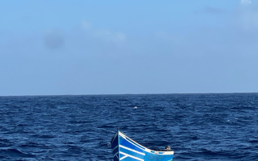 Blue Pirogue Found Adrift Canary Islands